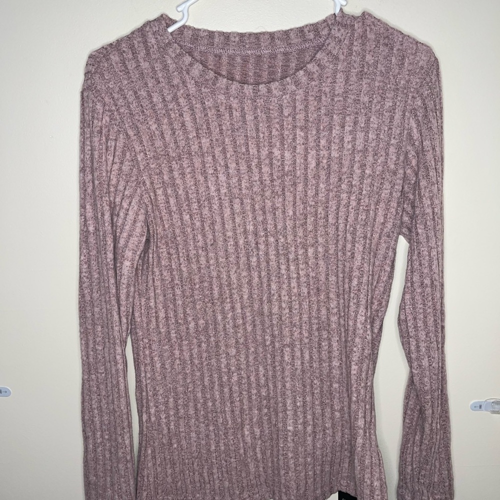 Ficerd Women's Ribbed Knit Sweater - Pink Long Sleeve Size S NWT